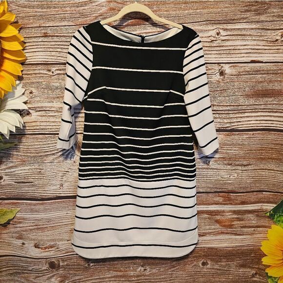 Donna Morgan black/off White Dress Size 6 midi Pre-owned - Picture 2 of 6